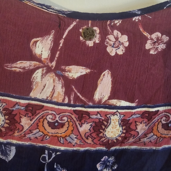 Billabong Just Like You Boho Blue and Pink Floral Pattern Tunic Mini Dress - Picture 6 of 6